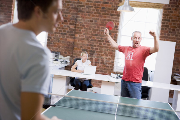Zwei Männer Büro Raum spielen ping pong Business Stock foto © monkey_business