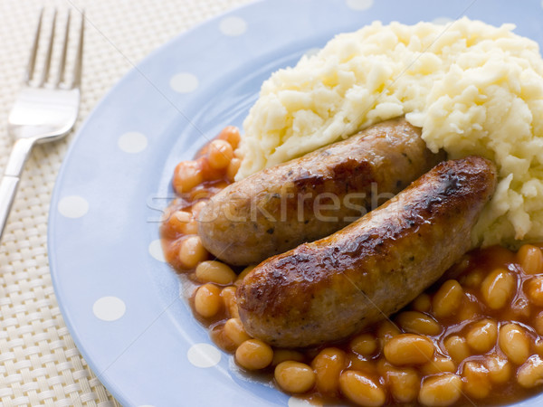 Sausage and Mash with Baked Beans Stock photo © monkey_business