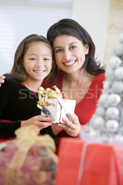 Nina sorprendente madre Navidad regalo mujer Foto stock © monkey_business