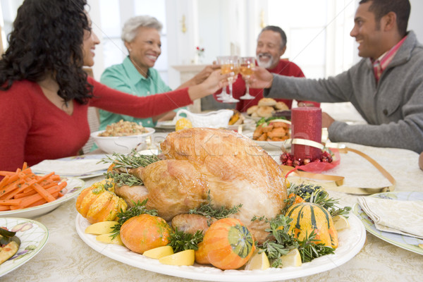 Familia todo junto Navidad cena vino Foto stock © monkey_business