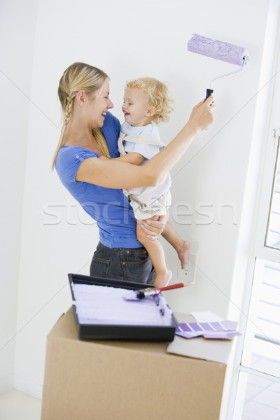 Anya tart fiú festmény szoba új otthon Stock fotó © monkey_business