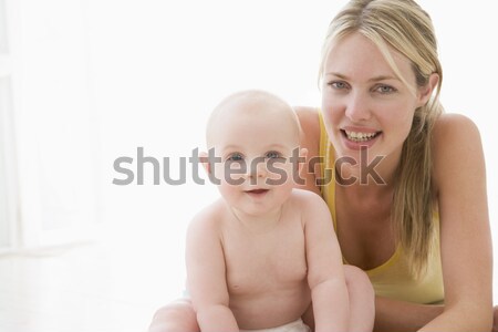 Anya baba bent mosolyog portré nevet Stock fotó © monkey_business