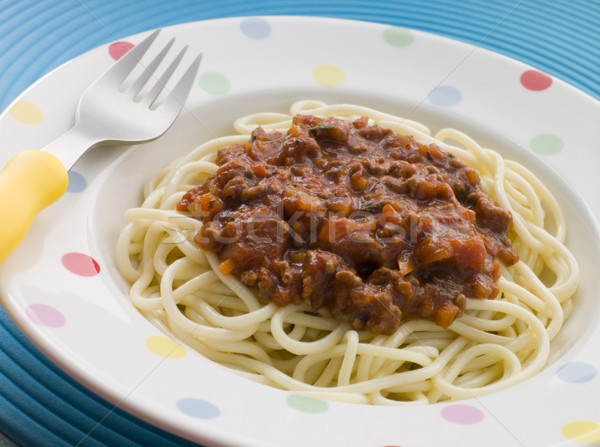 Spagetti étel gyerekek vacsora tészta hús Stock fotó © monkey_business