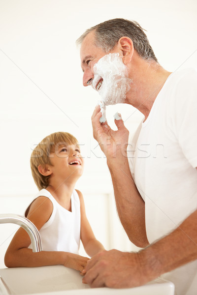 孫 を見て 祖父 バス ミラー 笑顔 ストックフォト © monkey_business