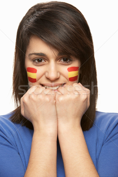 小さな 女性 スポーツ ファン スペイン国旗 描いた ストックフォト © monkey_business