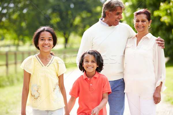 Indian grands-parents petits enfants marche campagne famille [[stock_photo]] © monkey_business