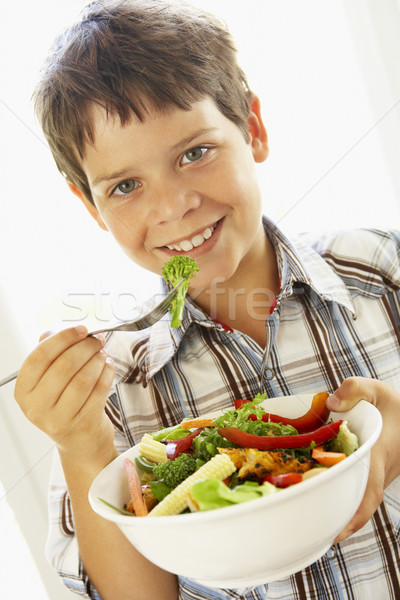 健康飲食 沙拉 肖像 男孩 吃 商業照片 © monkey_business