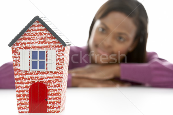 Femme regarder modèle maison immobilier idée [[stock_photo]] © monkey_business
