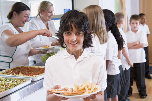 Foto stock: Colegial · placa · almuerzo · escuela