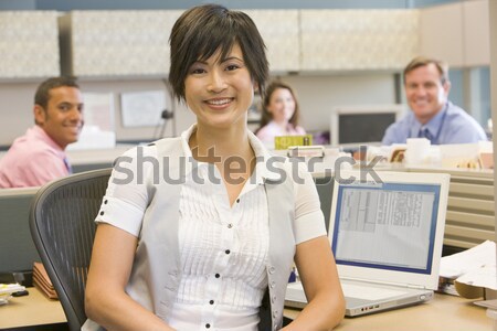 Empresária sorridente escritório homem trabalhar Foto stock © monkey_business