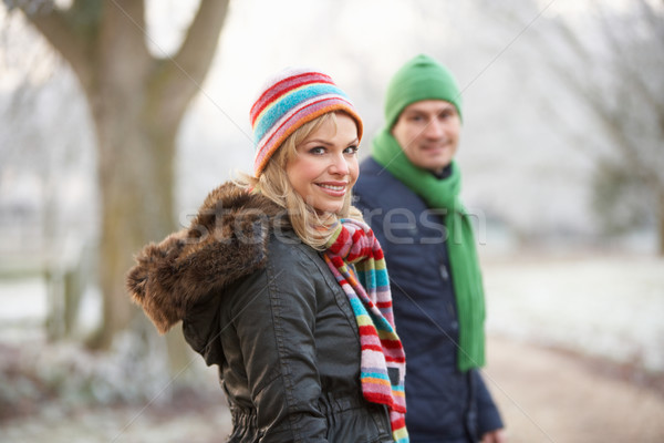 Pár tél séta fagyos tájkép nő Stock fotó © monkey_business