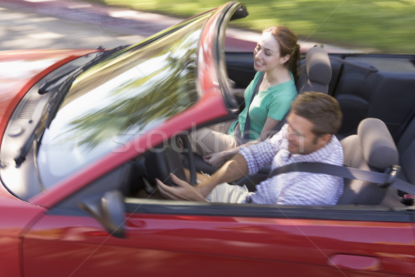 Cuplu maşină zâmbitor om masculin conducere Imagine de stoc © monkey_business