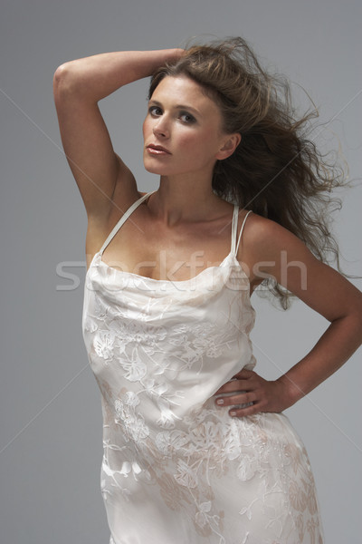 белый вечернее платье женщину Сток-фото © monkey_business