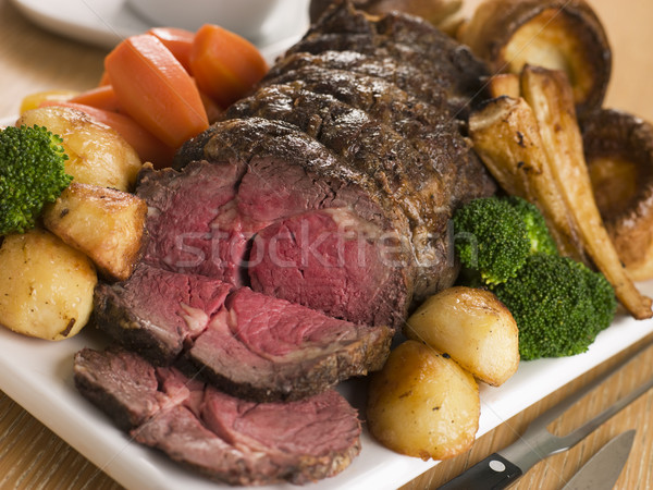 Stock photo: Roast Rib eye of British Beef with all the Trimmings