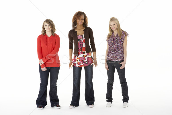 Teljes alakos portré három tinilányok barátok tinédzser Stock fotó © monkey_business