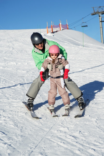 Сток-фото: отец · преподавания · дочь · лыжных · праздник · гор