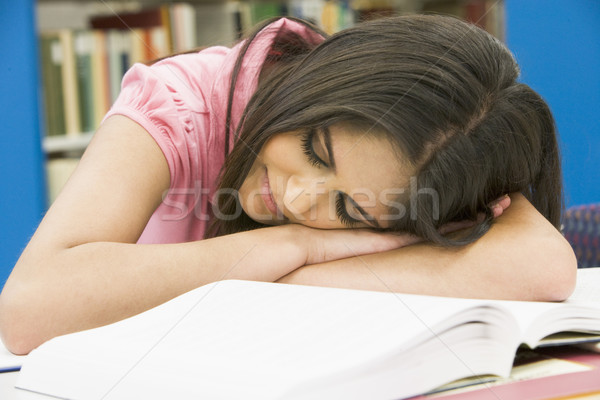 疲れ果てた 大学生 ライブラリ 疲れ 女性 学生 ストックフォト © monkey_business
