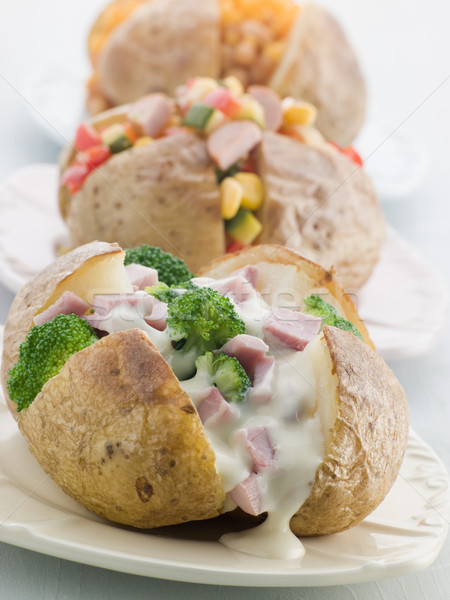 Sült krumpli étel gyerekek hús kukorica Stock fotó © monkey_business