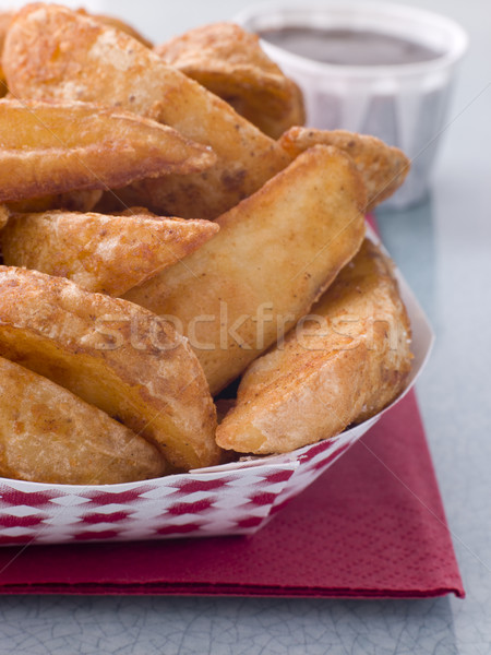 Spiced Potato Wedges With Barbeque Sauce Stock photo © monkey_business