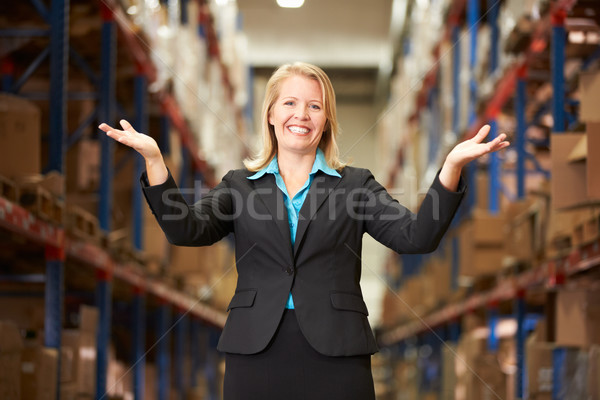 Stockfoto: Portret · vrouwelijke · manager · magazijn · vrouwen · vak