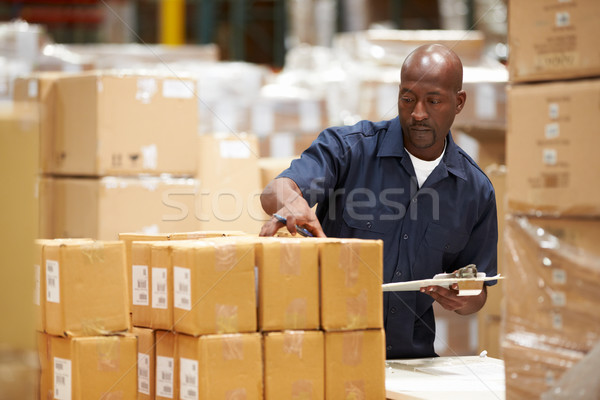 Foto stock: Trabajador · almacén · hombre · cuadro · hombres