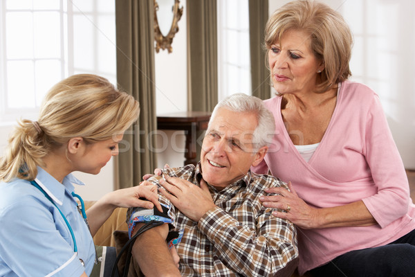 Stock photo: Health Visitor Taking Senior Man's Blood Pressure