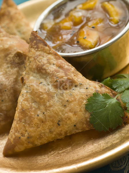 Vegetable Samosa with Mango Chutney Stock photo © monkey_business