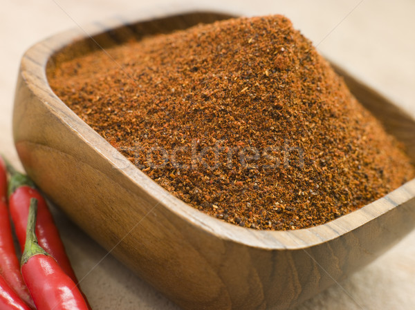 Dish of Hot Chili Powder with Fresh Chilies Stock photo © monkey_business