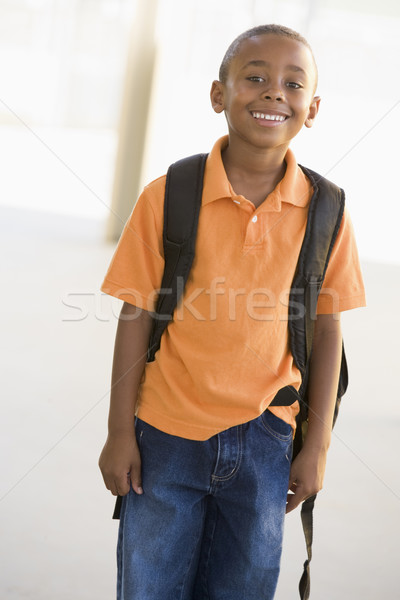 Stock photo: Portrait of kindergarten boy with backpack