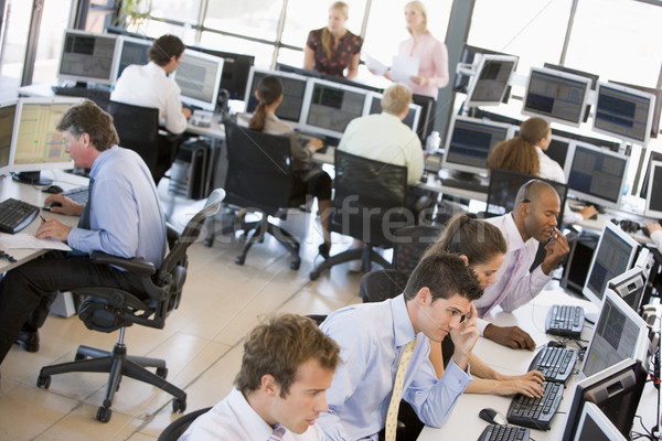 View Of Busy Stock Traders Office Stock photo © monkey_business