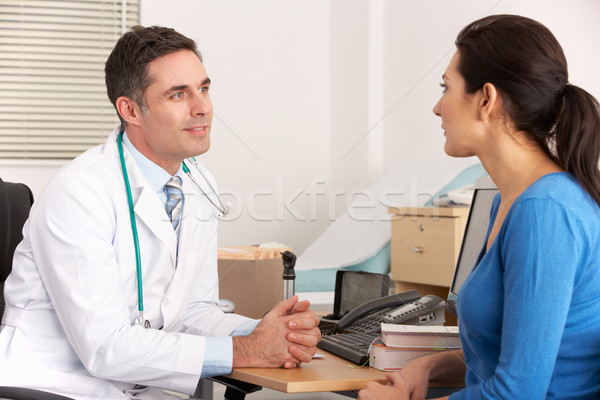 Amerikai orvos beszél nő műtét férfi Stock fotó © monkey_business
