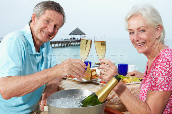 Genieten maaltijd restaurant water glas Stockfoto © monkey_business