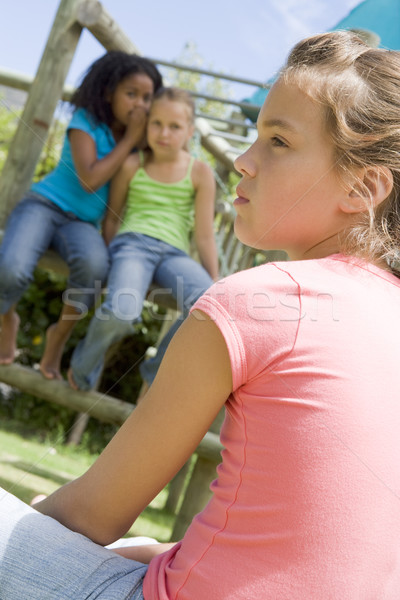 Two young girl friends at a playground whispering about other gi Stock photo © monkey_business