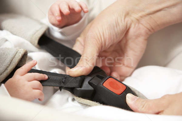 Mother Fastening Safety Clip On Baby Seat Stock photo © monkey_business