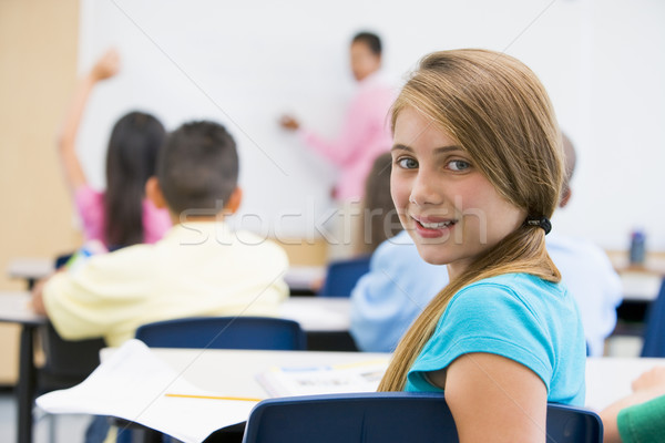 Stock fotó: általános · iskola · osztályterem · női · nő · gyerekek · gyermek
