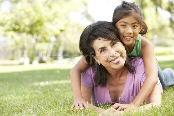 [[stock_photo]]: Grand-mère · petite · fille · parc · femme · famille · enfant