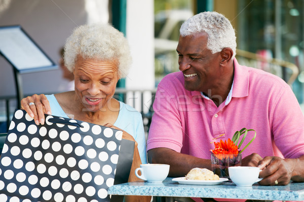 Senior Couple Enjoying Snack At Outdoor Caf Stock photo © monkey_business