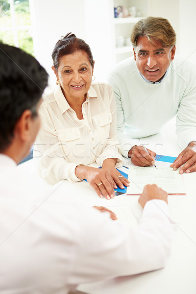 Supérieurs indian couple réunion conseiller financier maison [[stock_photo]] © monkey_business