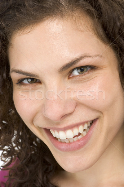 [[stock_photo]]: Tête · coup · femme · souriante · portrait · souriant · belle