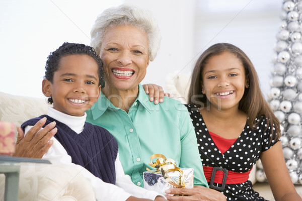 Grand-mère séance deux famille enfant salon [[stock_photo]] © monkey_business