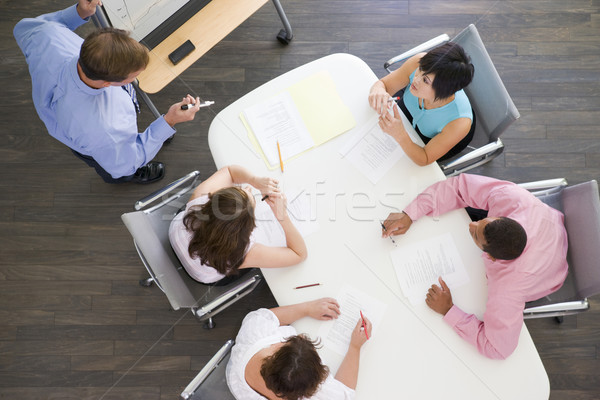 Stockfoto: Vier · boardroom · tabel · kijken · presentatie