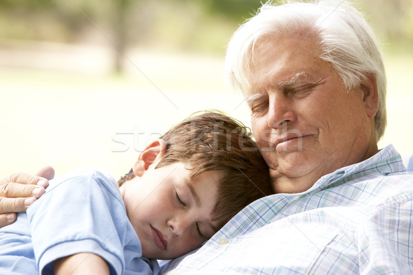 Abuelo nieto toma siesta junto feliz Foto stock © monkey_business