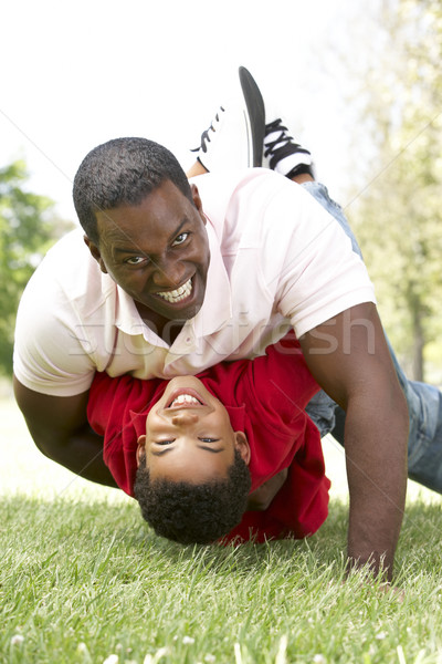 Portré boldog apa fia park család gyermek Stock fotó © monkey_business
