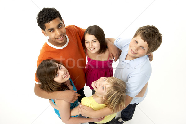 Groep vijf jonge kinderen studio gelukkig Stockfoto © monkey_business