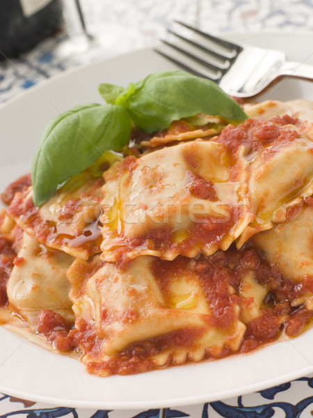 Kalbfleisch Salbei Ravioli Tomaten Basilikum Sauce Stock foto © monkey_business