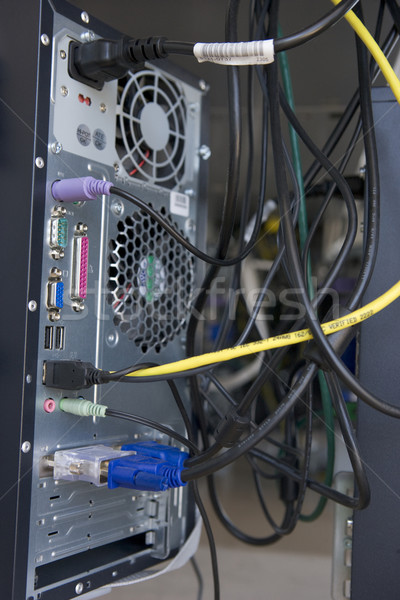 Lövés sok kábelek hát számítógép modem Stock fotó © monkey_business