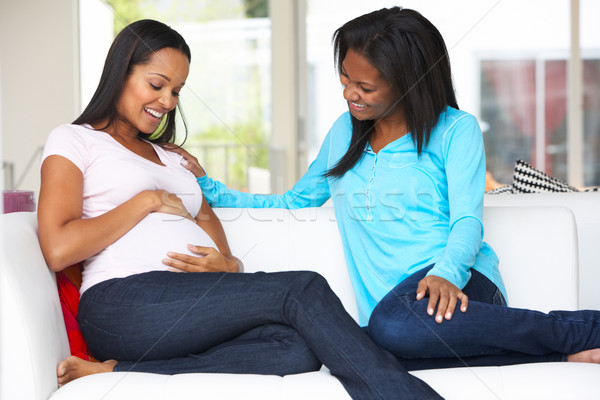 Nő terhes barát otthon nők női Stock fotó © monkey_business