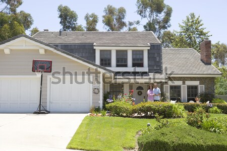 Man, Woman, My House, Family, Front Yard, Daughter, Happy, Home, Stock photo © monkey_business