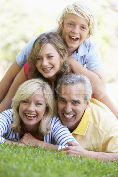 Family Lying On Top Of Each Other In A Park Stock photo © monkey_business