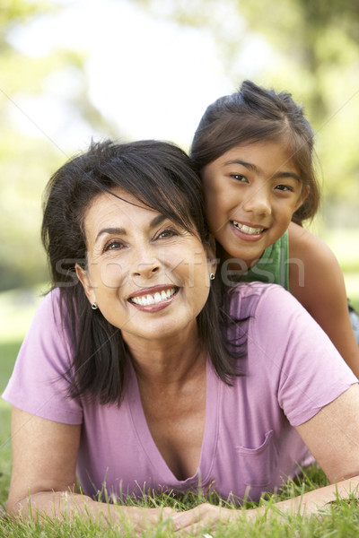 [[stock_photo]]: Grand-mère · petite · fille · parc · femme · enfant · jardin